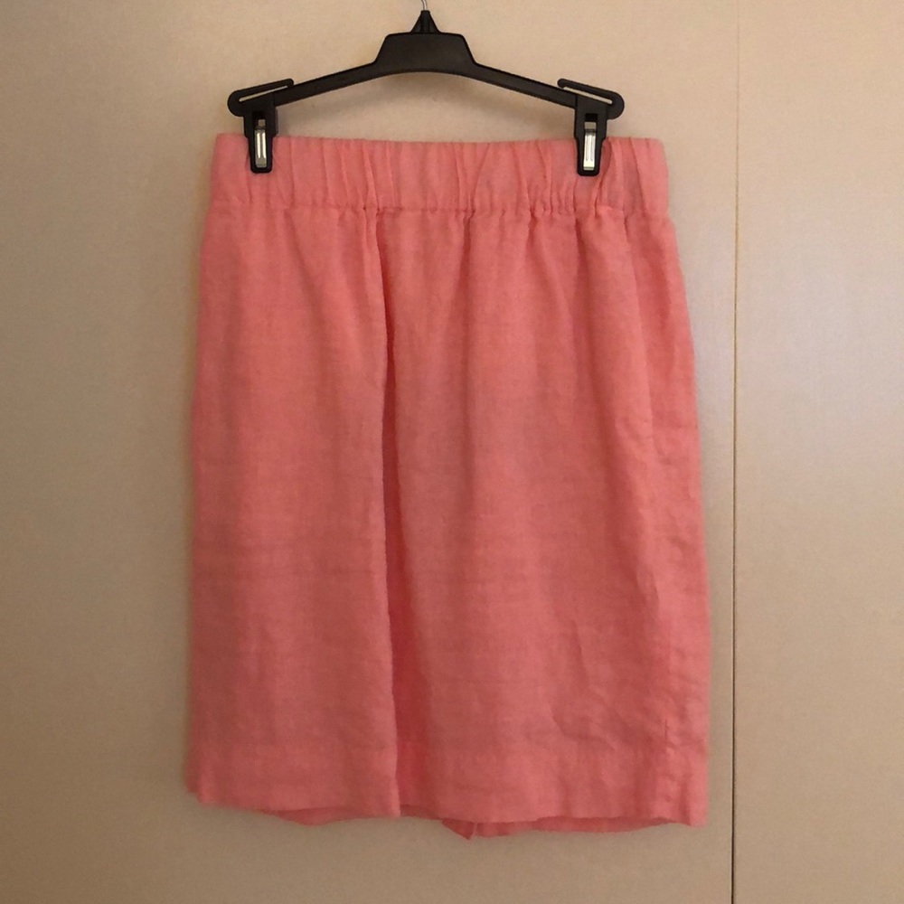 Pink JCrew pull on linen skirt